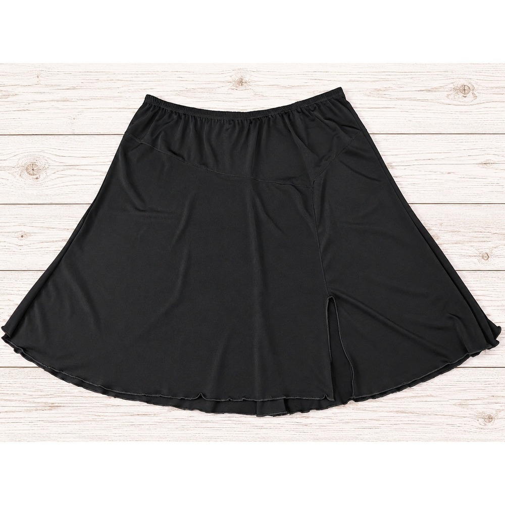 First Option Skirt Black A-Line Slit Hem Stretch Casual Modest Minimalist XL